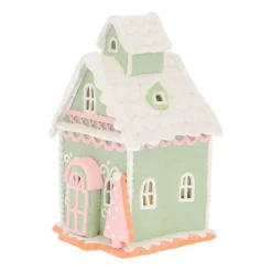 Lebkuchenhaus In Pastellfarben Mit LED-Beleuchtung