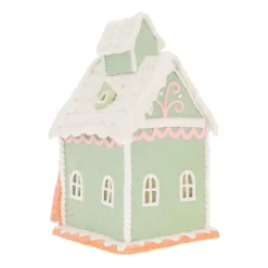Lebkuchenhaus In Pastellfarben Mit LED-Beleuchtung