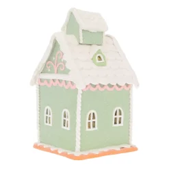 Lebkuchenhaus In Pastellfarben Mit LED-Beleuchtung