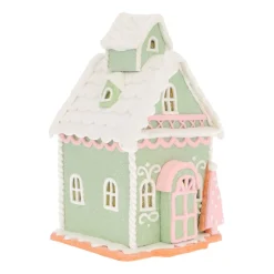 Lebkuchenhaus In Pastellfarben Mit LED-Beleuchtung