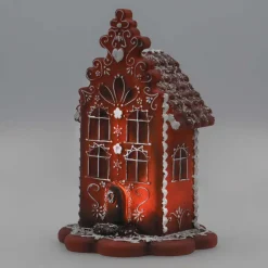 Lebkuchenhaus Mit LED-Beleuchtung, Polyresin, 20 Cm