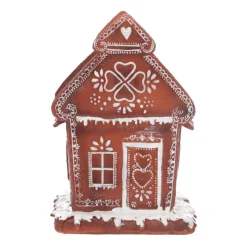 Lebkuchenhaus Mit LED-Beleuchtung, Polyresin, 17 Cm