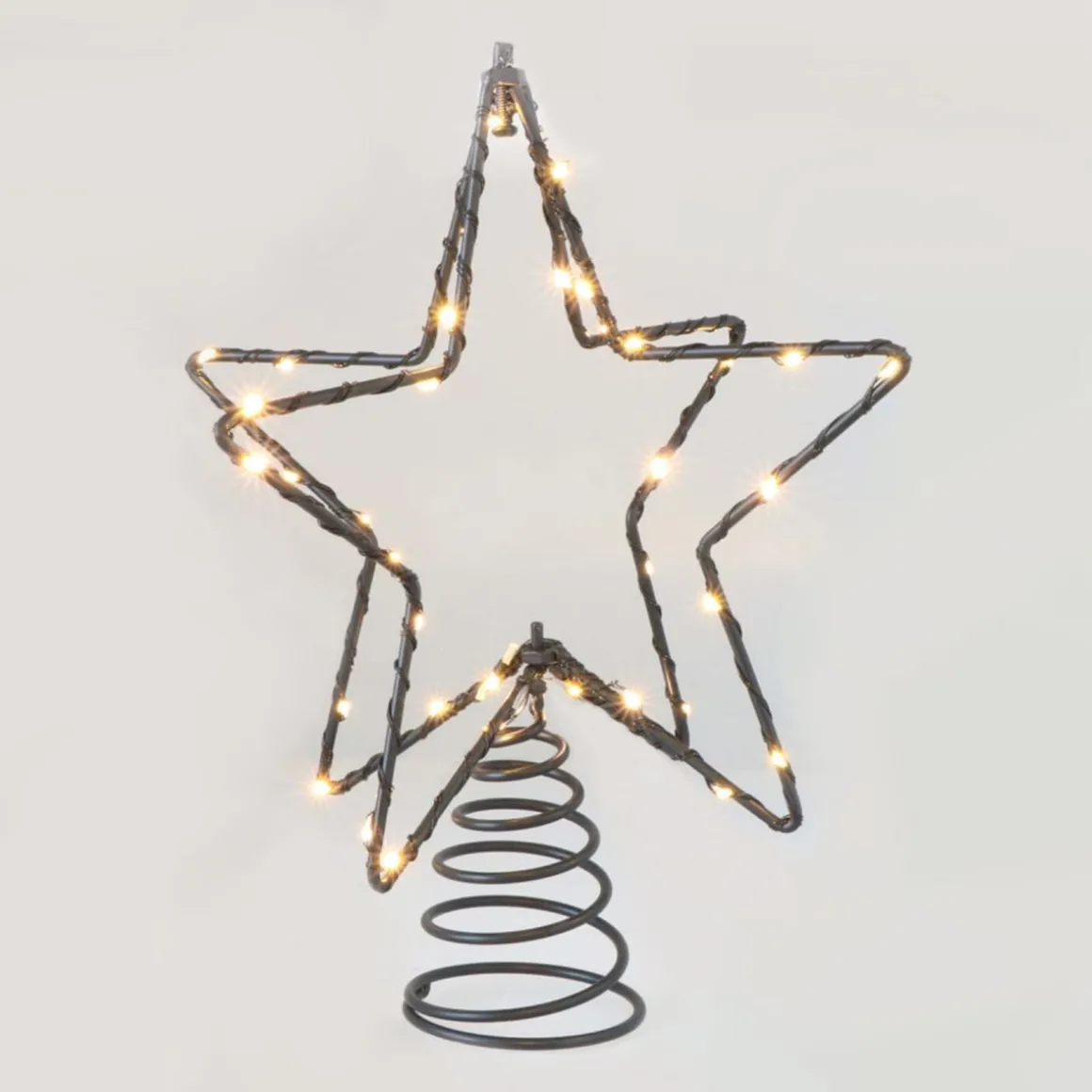 LED Christbaumspitze Stern, Schwarz, Innen & Außen, Metall, 25 Cm