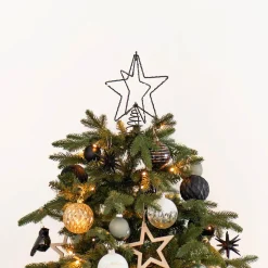 LED Christbaumspitze Stern, Schwarz, Innen & Außen, Metall, 25 Cm