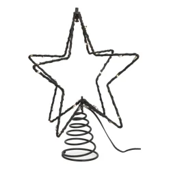 LED Christbaumspitze Stern, Schwarz, Innen & Außen, Metall, 25 Cm