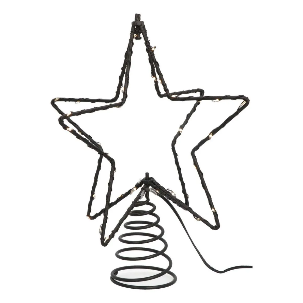 LED Christbaumspitze Stern, Schwarz, Innen & Außen, Metall, 25 Cm