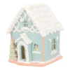 LED Lebkuchenhaus, Hellblau, Modelliermasse, 14 Cm