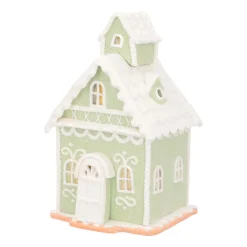 LED Lebkuchenhaus, Hellgrün, Modelliermasse, 19 Cm