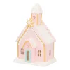 LED Lebkuchenhaus Kirche, Rosa, Modelliermasse, 19 Cm