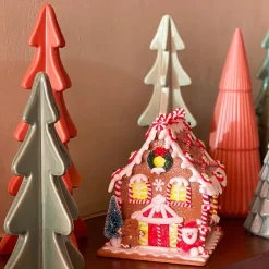 LED Lebkuchenhaus Mit Santa, Modelliermasse, 16 Cm