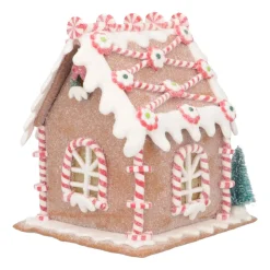 LED Lebkuchenhaus Mit Santa, Modelliermasse, 16 Cm