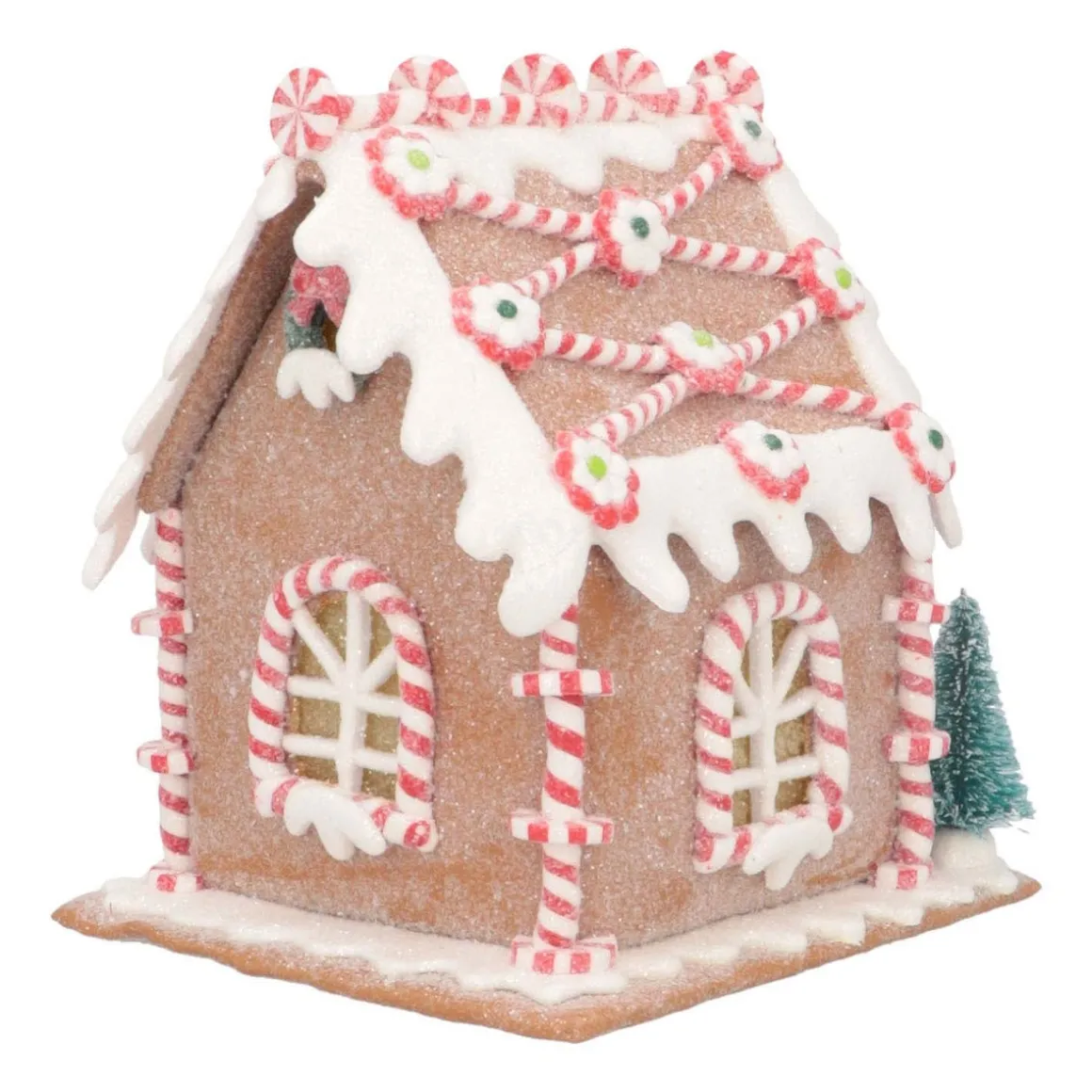 LED Lebkuchenhaus Mit Santa, Modelliermasse, 16 Cm