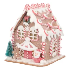 LED Lebkuchenhaus Mit Santa, Modelliermasse, 16 Cm