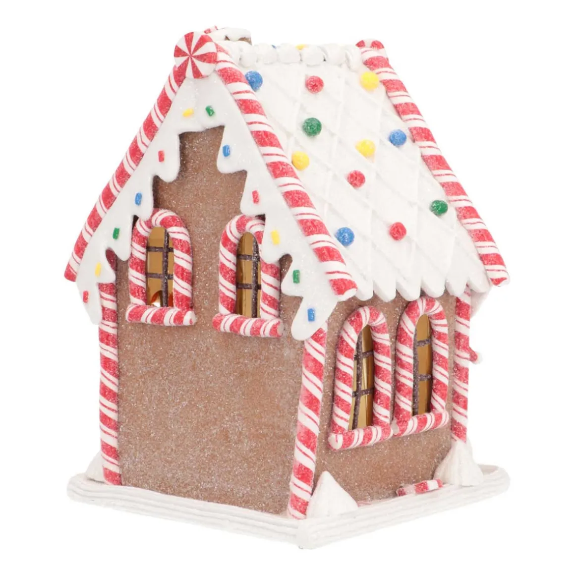 LED Lebkuchenhaus Mit Schneemann, Modelliermasse, 17 Cm