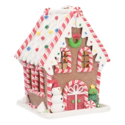 LED Lebkuchenhaus Mit Schneemann, Modelliermasse, 17 Cm