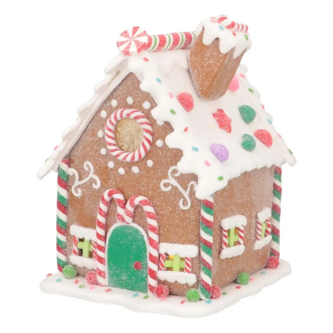 LED Lebkuchenhaus Mit Zuckerstangen, Modelliermasse, 15 Cm