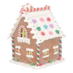 LED Lebkuchenhaus Mit Zuckerstangen, Modelliermasse, 15 Cm