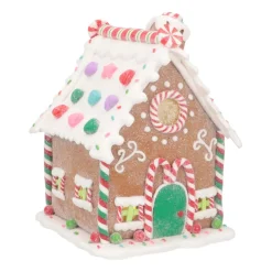 LED Lebkuchenhaus Mit Zuckerstangen, Modelliermasse, 15 Cm