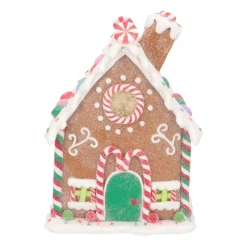 LED Lebkuchenhaus Mit Zuckerstangen, Modelliermasse, 15 Cm