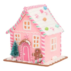 LED Lebkuchenhaus, Pastellfarben, Modelliermasse, 21 Cm