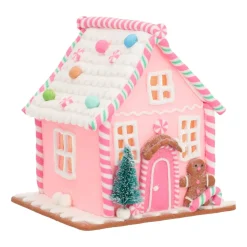 LED Lebkuchenhaus, Pastellfarben, Modelliermasse, 21 Cm
