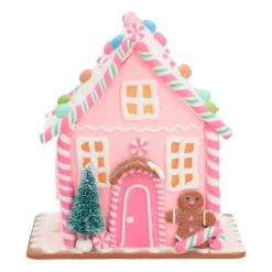 LED Lebkuchenhaus, Pastellfarben, Modelliermasse, 21 Cm