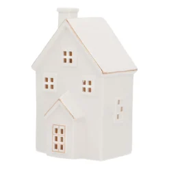 LED Lichthaus „Erker“, Groß, Weiß, Porzellan, 20 Cm