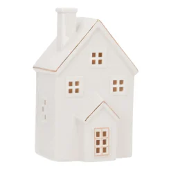 LED Lichthaus „Erker“, Groß, Weiß, Porzellan, 20 Cm