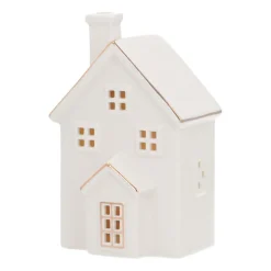 LED Lichthaus „Erker“, Klein, Weiß, Porzellan, 16 Cm