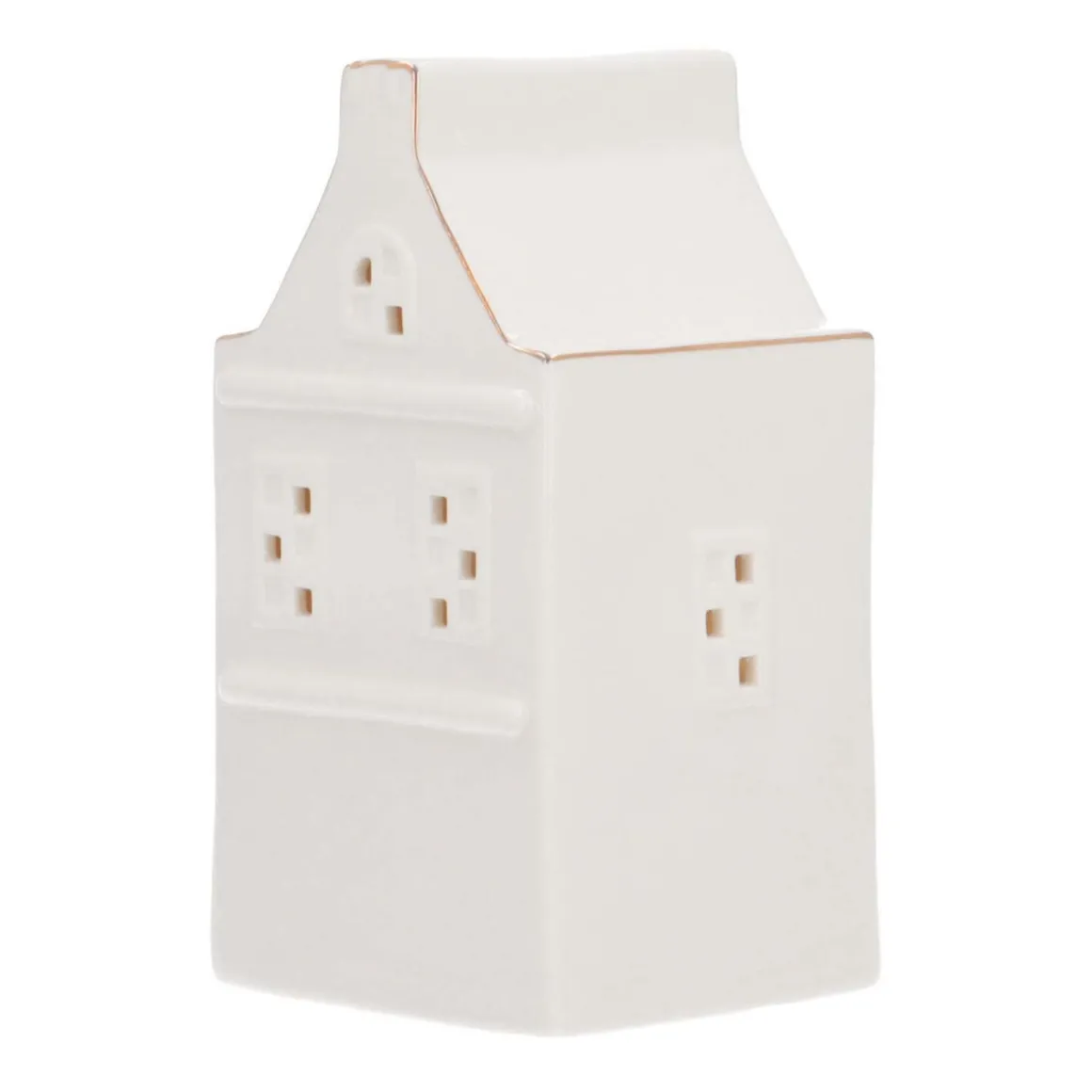 LED Lichthaus „Grachtenhaus“, Weiß, Porzellan, 17 Cm