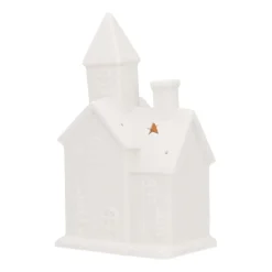 LED Lichthaus Kirche, Weiß, Porzellan, 21 Cm