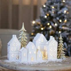 LED Lichthaus-Reihe, Weiß, Porzellan, 16 Cm