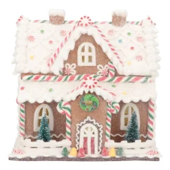 LED Süßigkeitenhaus, Braun, Modelliermasse, 21 Cm