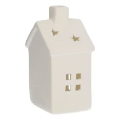 LED Weihnachtshaus, Weiß, Porzellan, 14 Cm