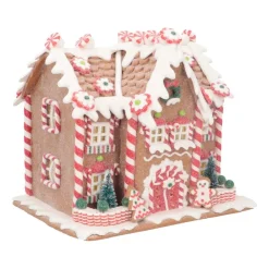 LED Zuckerstangenhaus, Braun, Modelliermasse, 21 Cm