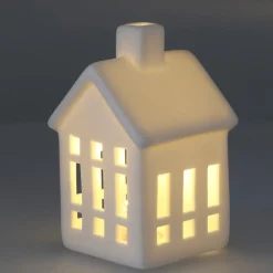 LED-Lichthaus, Weiß, Porzellan, 11 Cm