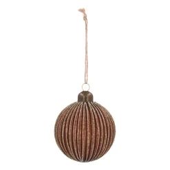 Luxuriöse Braune Weihnachtskugel Mit Matter Oberfläche Und Glitzer