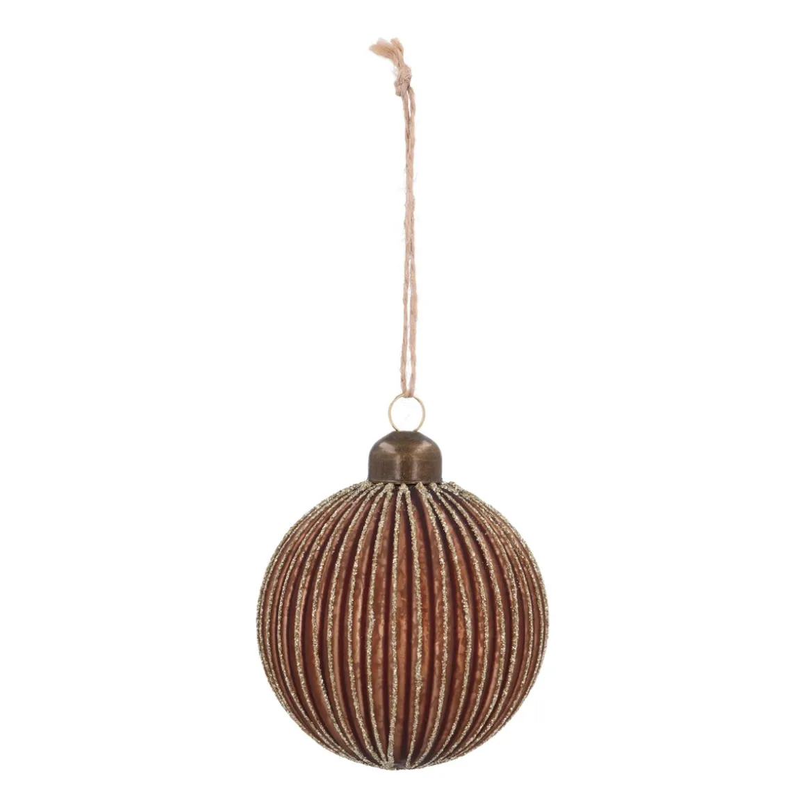 Luxuriöse Braune Weihnachtskugel Mit Matter Oberfläche Und Glitzer