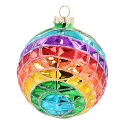 Luxuriöse Weihnachtskugel Rautenmuster, Bunt, Glas, 9,5 Cm