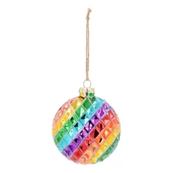 Luxuriöse Weihnachtskugel Rautenmuster, Bunt, Glas, 9,5 Cm
