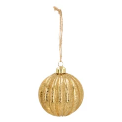 Luxuriöse Weihnachtskugel Lampion, Hellgold, Glas, 8 Cm