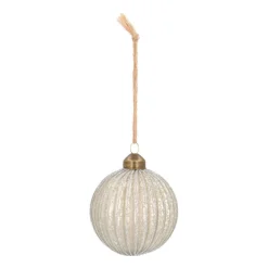 Luxuriöse Weihnachtskugel Lampion, Silber, Glas, 8 Cm