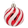 Luxuriöse Weihnachtskugel Swirl, Rot-weiß, Glas, 8 Cm
