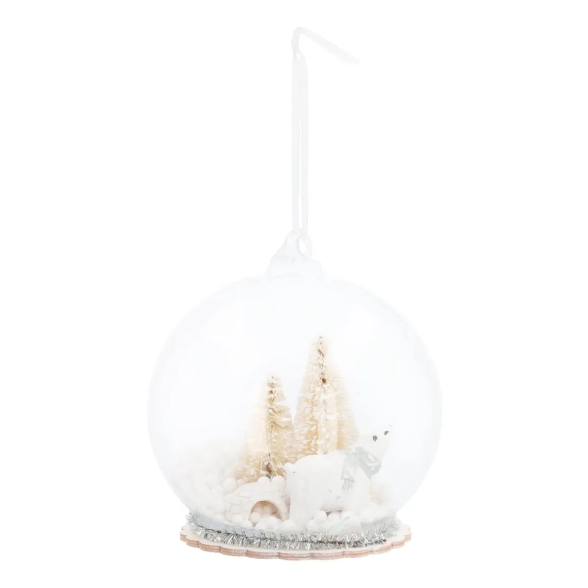 Luxuriöse Weihnachtskugel Eisbär Weiß, Aus Glas, 9 Cm