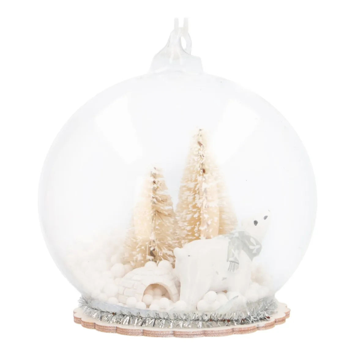 Luxuriöse Weihnachtskugel Eisbär Weiß, Aus Glas, 9 Cm