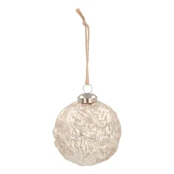 Luxuriöse Weihnachtskugel Mit Musterung Champagner, Aus Glas, 8 Cm