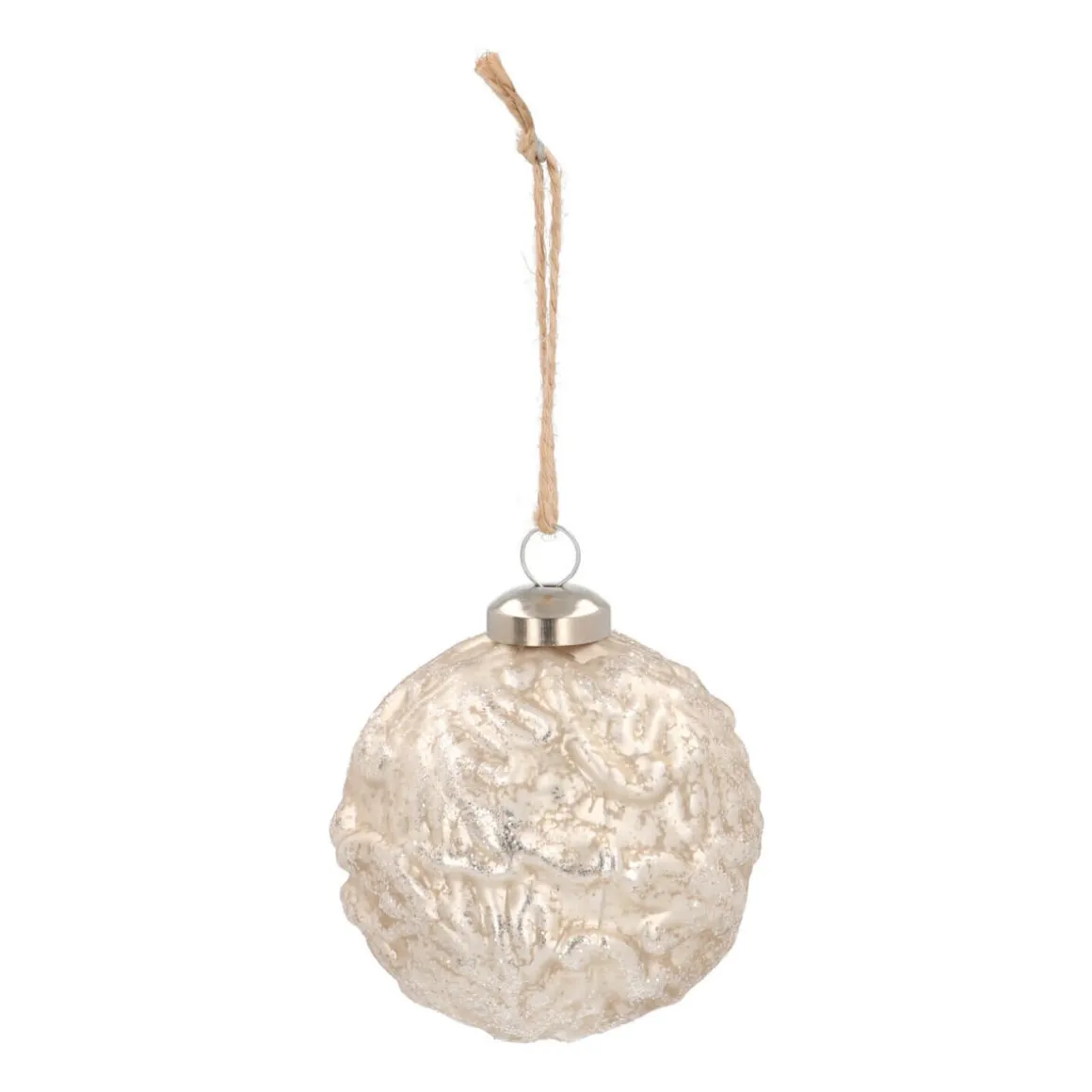 Luxuriöse Weihnachtskugel Mit Musterung Champagner, Aus Glas, 8 Cm