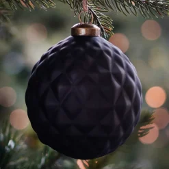 Luxuriöse Weihnachtskugel Ecken & Kanten Matt-schwarz, Aus Glas, 10 Cm