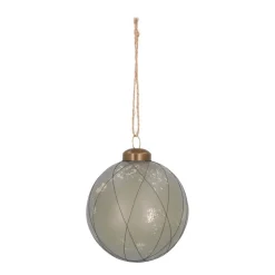 Luxuriöse Weihnachtskugel Feine Streifen & Kleckse, Cottage Green, Glas, 8 Cm