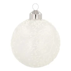 Luxuriöse Weihnachtskugel Zweige, Milchweiß, Glas, 8 Cm